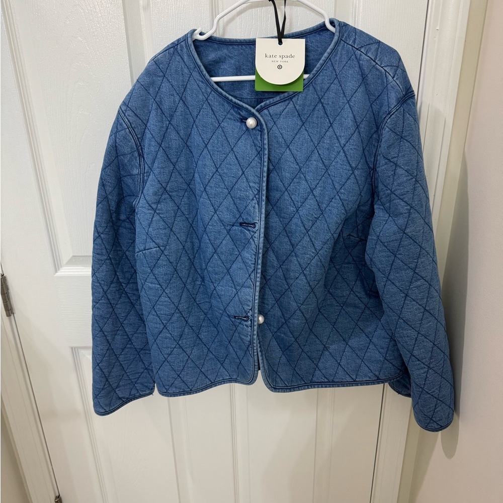 Kate Spade Blue Denim Quilted Jacket NWT 1X